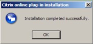 Installation completed successfully message