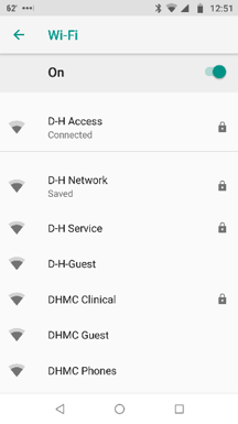 Android device Wi-Fi settings screen